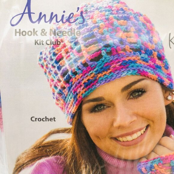 Annie’s Hook & Needle Keep Me Warm Knit Crochet Hat & Fingerless Gloves Kit New - Picture 2 of 7